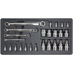   Neo dugókulcs készlet torx és csillagkulcs 1/4 Coll 1/2 Coll 25 részes
