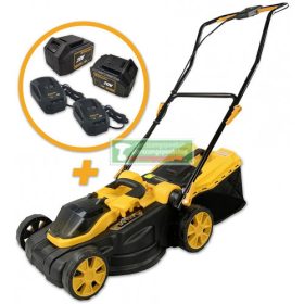   Riwall PRO RALM 3820 SET Akkus fűnyíró 2 az 1-ben 40V (2x20V/4,0Ah)+ Ajandek vedőkesztyű