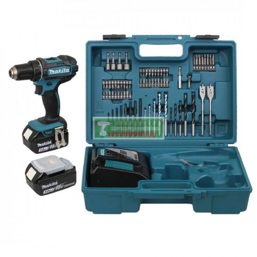 Makita DDF482RFX1 akkus fúró-csavarbehajtó(18V/2x3Ah LXT akku)+ 74darabos bitkészlet+koffer