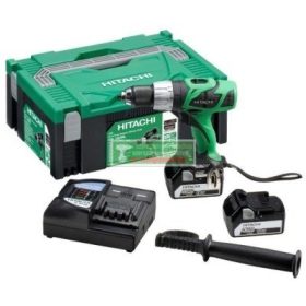   HITACHI DV18DBL2 Akkus-ütvefúró-csavarozó 2 db akku Li-Ion 18V 5Ah 1db töltő Hitboxban+ Hitachi bit készlet
